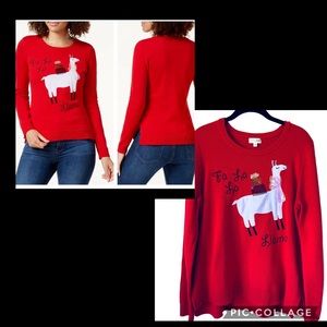 Llama Embellished Christmas Sweater